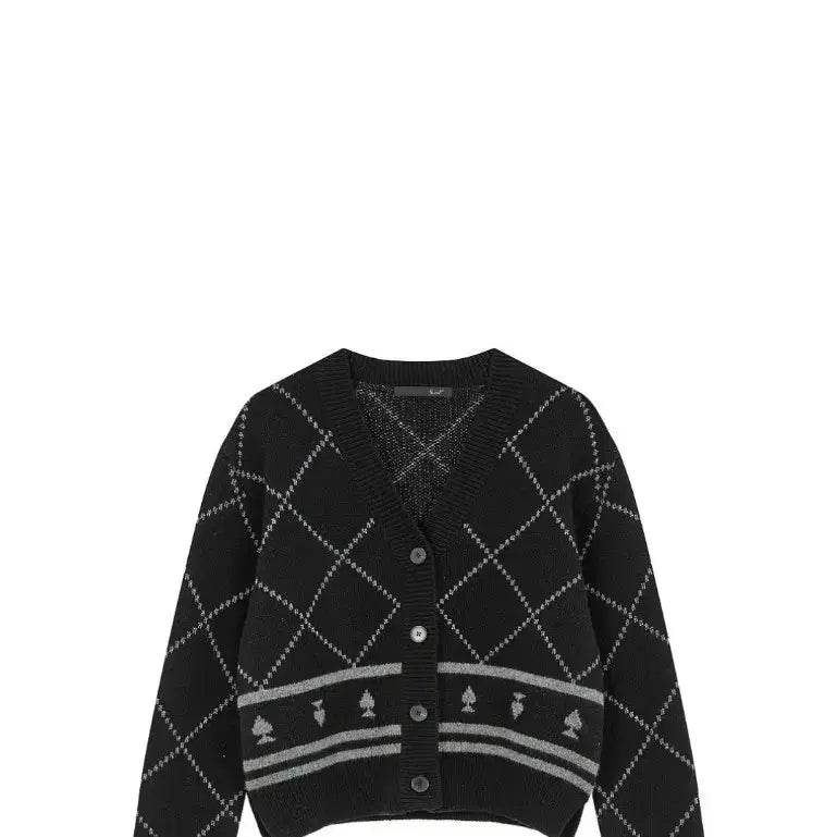 [BUNJANG] ZICOT Argyle Knit Cardigan / 지컷 니트 가디건