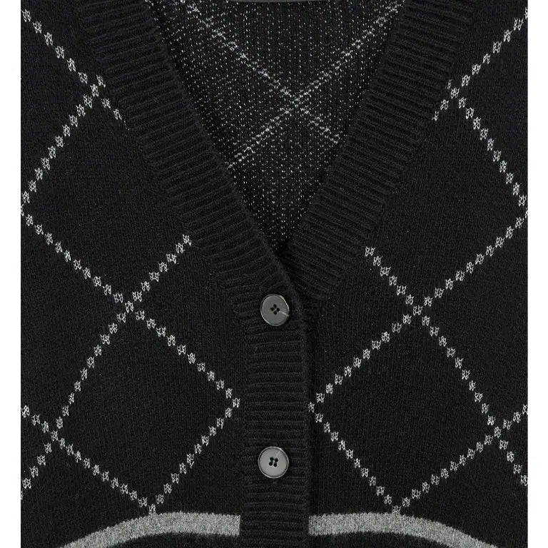 [BUNJANG] ZICOT Argyle Knit Cardigan / 지컷 니트 가디건