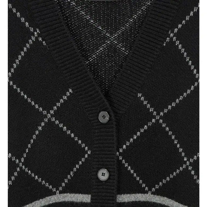 [BUNJANG] ZICOT Argyle Knit Cardigan / 지컷 니트 가디건