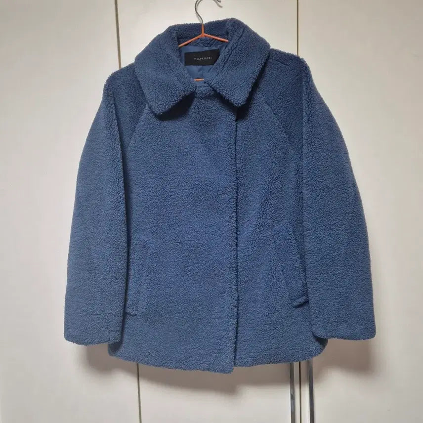 [BUNJANG] TAHARI Teddy Fur Jacket Blue / 타하리 TAHARI 테디 퍼자켓 하프코트 뽀글이 블루