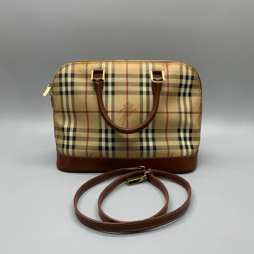 [BUNJANG] Burberry Check Leather Shoulder Handbag / 257001302 버버리 체크 레더 숄더 핸드백 2way