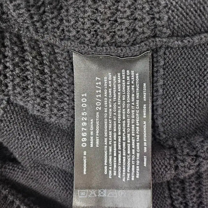 [BUNJANG] Arket Men's Check Pattern Knit Cardigan Black XS / 아르켓 남성 체크 패턴 니트 가디건 블랙 xs