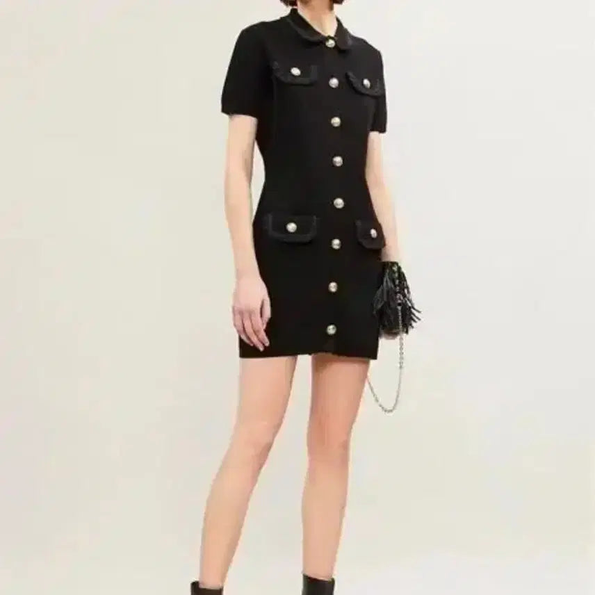 [BUNJANG] Maje Black Gold Button Dress / 2사이즈 마쥬 maje  블랙 금장 버튼  원피스