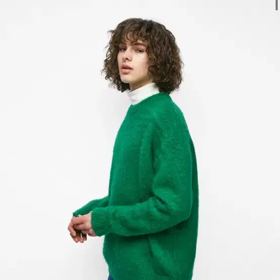 [BUNJANG] Takeasy Brush Knit Green Sweater / 테이크이지 브러쉬 니트 그린