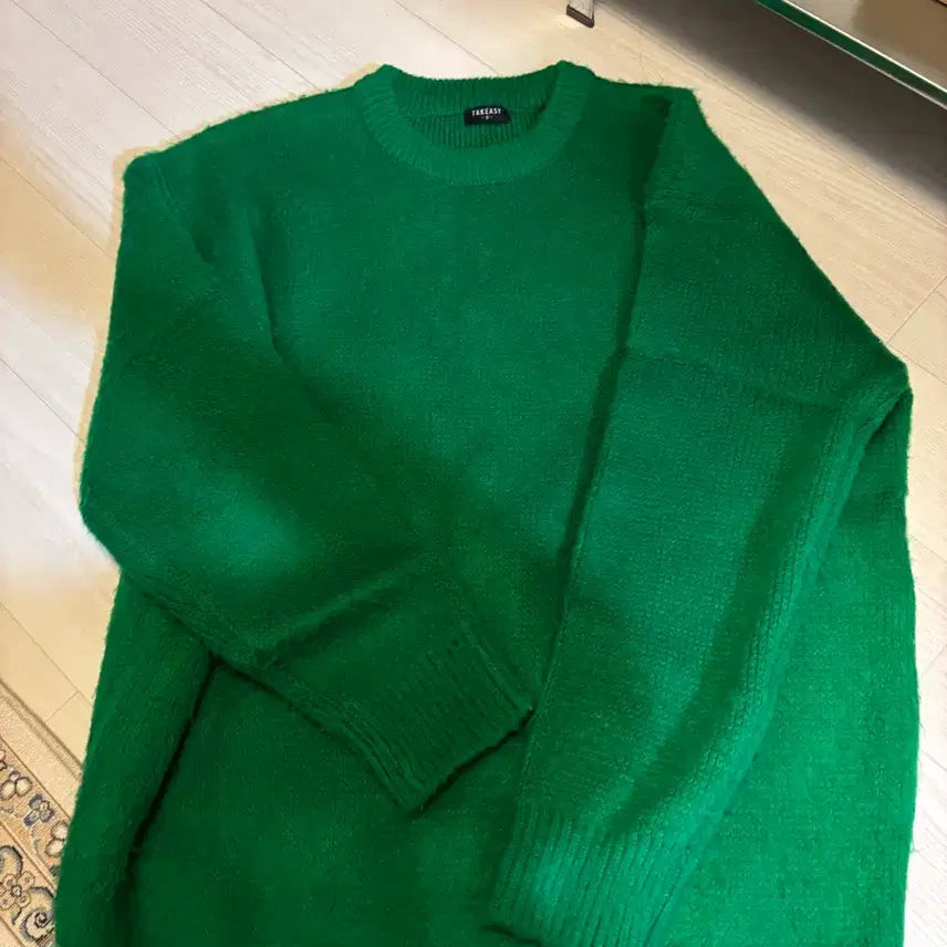 [BUNJANG] Takeasy Brush Knit Green Sweater / 테이크이지 브러쉬 니트 그린
