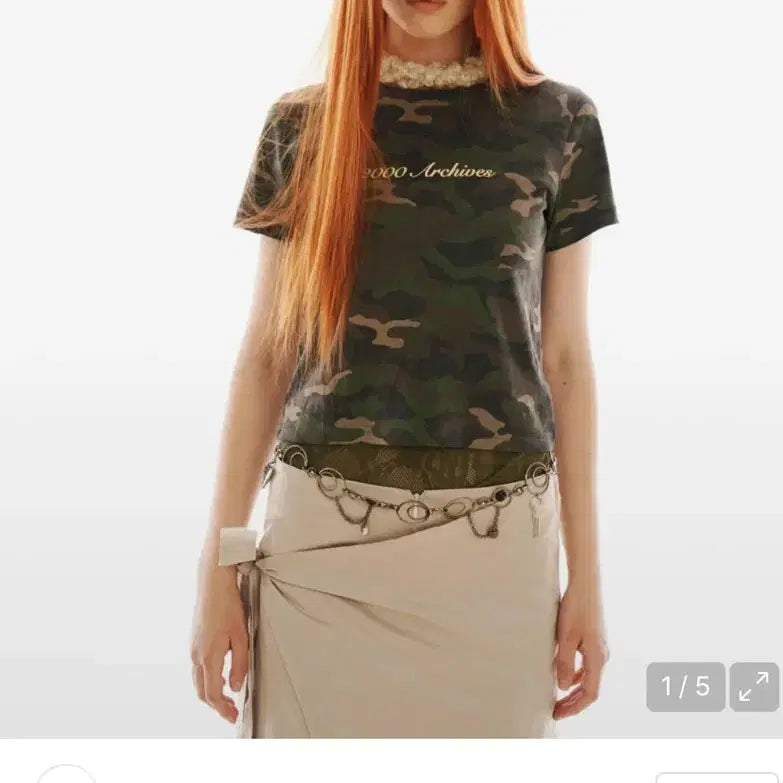 [BUNJANG] 2000 Archives Camo Baby Tee / 2000아카이브스 카모 베이비 티