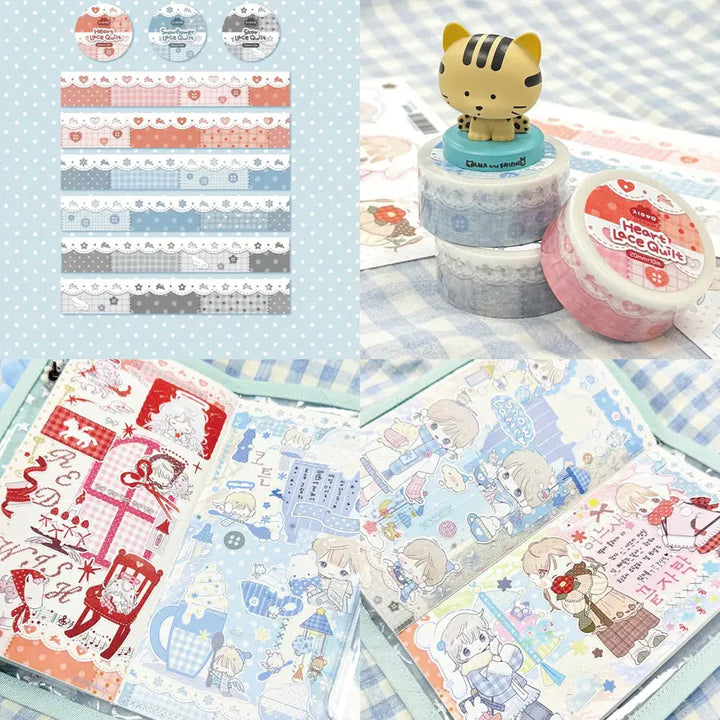 [BUNJANG] ZIUM Lace Quilt Masking Tape Set / [지윰] 레이스퀼트 마테 3종 세트 / 소분 마테띵