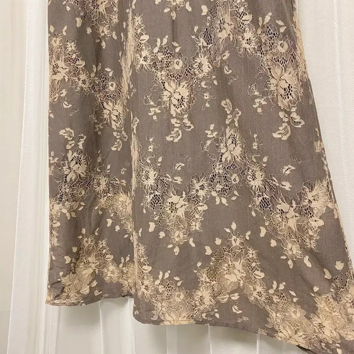 [BUNJANG] Floral Print Long Slip Dress / 브라운 슬립 롱 원피스 밴딩 꽃무늬 꽃패턴 플라워패턴 레이스 나시