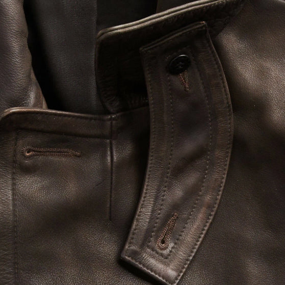 [BUNJANG] RRL Buffalo Leather Pea Coat / rrl 버팔로 가죽 피코트
