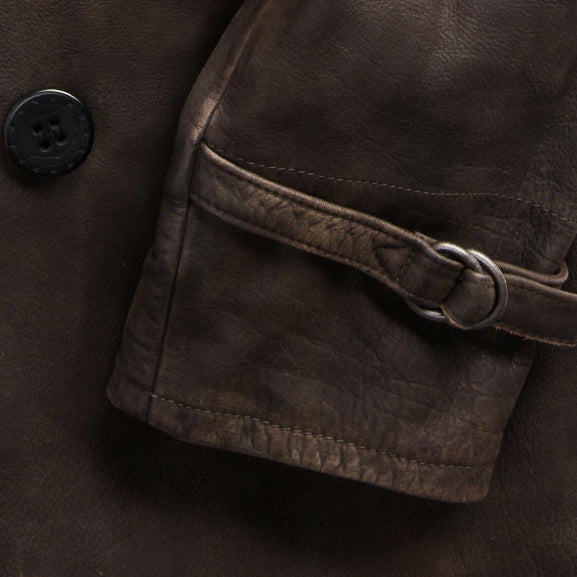 [BUNJANG] RRL Buffalo Leather Pea Coat / rrl 버팔로 가죽 피코트