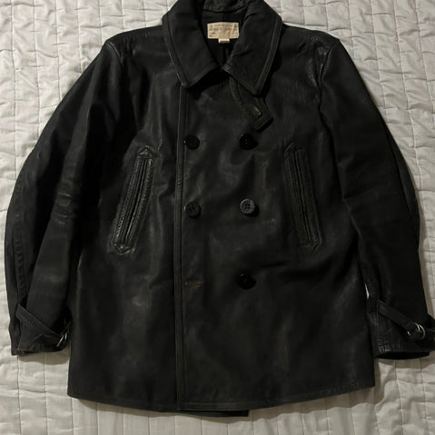 [BUNJANG] RRL Buffalo Leather Pea Coat / rrl 버팔로 가죽 피코트