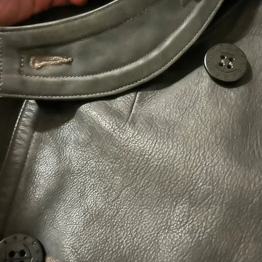 [BUNJANG] RRL Buffalo Leather Pea Coat / rrl 버팔로 가죽 피코트