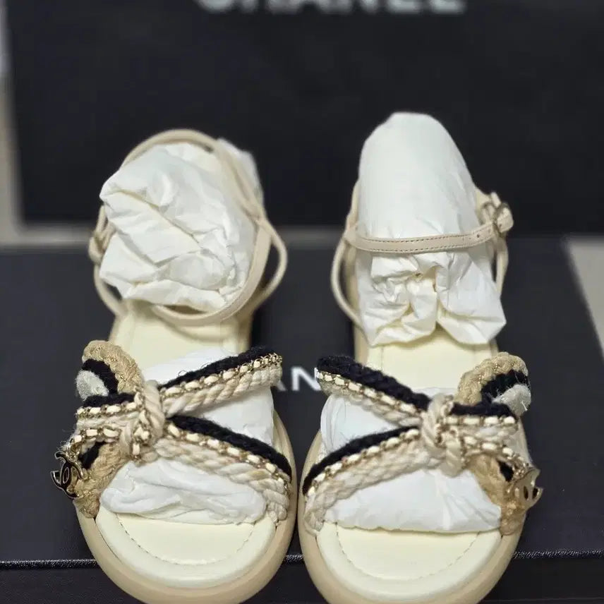 [BUNJANG] Chanel Lambskin Rope Sandals 36 / <새상품 정가이하> 샤넬 램스킨 로프 샌들 36 230- 235mm