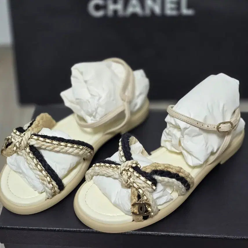 [BUNJANG] Chanel Lambskin Rope Sandals 36 / <새상품 정가이하> 샤넬 램스킨 로프 샌들 36 230- 235mm