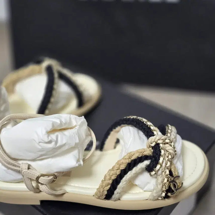 [BUNJANG] Chanel Lambskin Rope Sandals 36 / <새상품 정가이하> 샤넬 램스킨 로프 샌들 36 230- 235mm