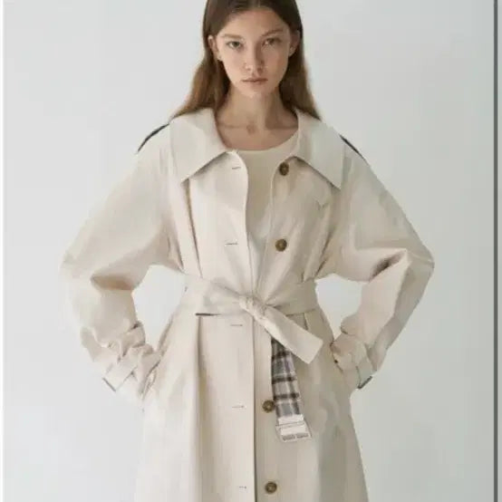 [SOLD OUT] 마론에디션 크림 A라인 싱글 트렌치코트