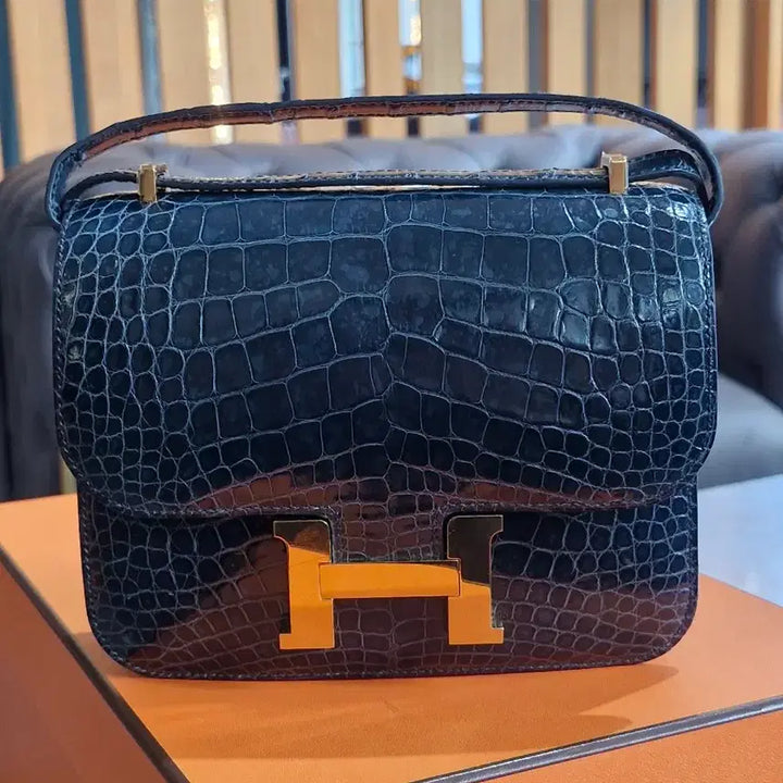 [BUNJANG] Hermes Constance 18 Mini Crocodile Lisse Blue Marine/Gold Hardware / 에르메스 콘스탄스 18 미니 악어 리세 블루마린/금장