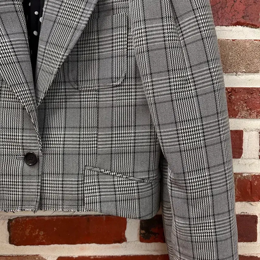 [BUNJANG] Number Project Puff Shoulder Cropped Jacket / (55)넘버프로젝트 퍼프숄더 컷팅 디테일 크롭 자켓 민트급