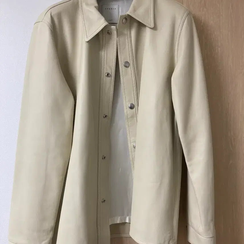 [BUNJANG] Sandro Homme Lambskin Ivory Jacket / 산드로옴므 양가죽 아이보리 자켓 M(100-105)