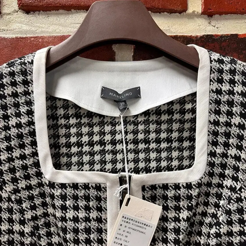 [BUNJANG] MARYLING Houndstooth Square Neck Dress / (38)메릴링 MARYLING 하운드체크 스퀘어넥 원피스 새상품