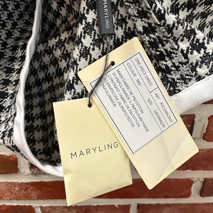 [BUNJANG] MARYLING Houndstooth Square Neck Dress / (38)메릴링 MARYLING 하운드체크 스퀘어넥 원피스 새상품