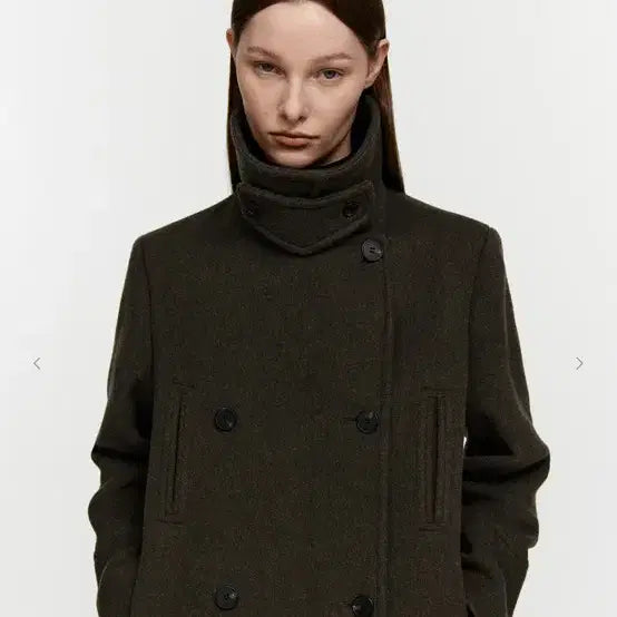 [BUNJANG] Burmula Wool Pea Coat Khaki / 버뮬라 울 피코트 카키 엔조블루스인사일런스인앤양하모니포저