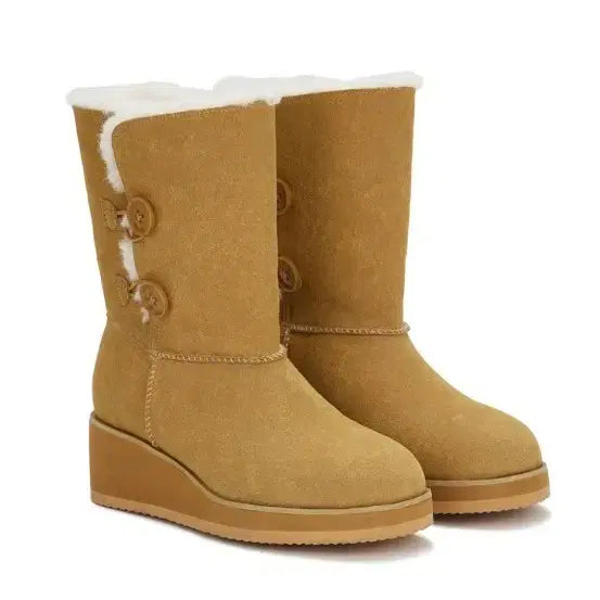 [BUNJANG] Dainit Camel Fur Button Boots / 다이닛 퍼 부츠 FUR BUTTON BOOTS IN CAMEL