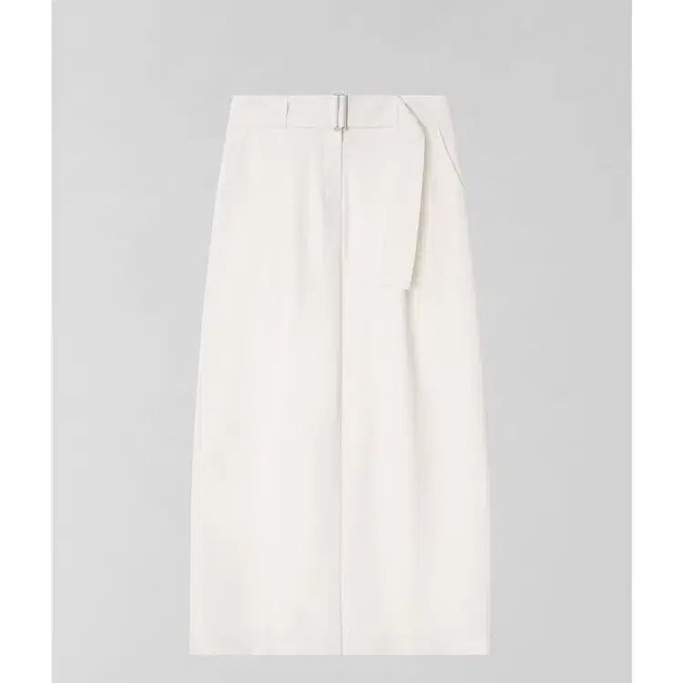 [BUNJANG] Obbeige Low Pin-Tuck Belted Skirt - Ivory / 오브베이지 LOW PIN-TUCK BELTED SKIRT_IVORY_OE