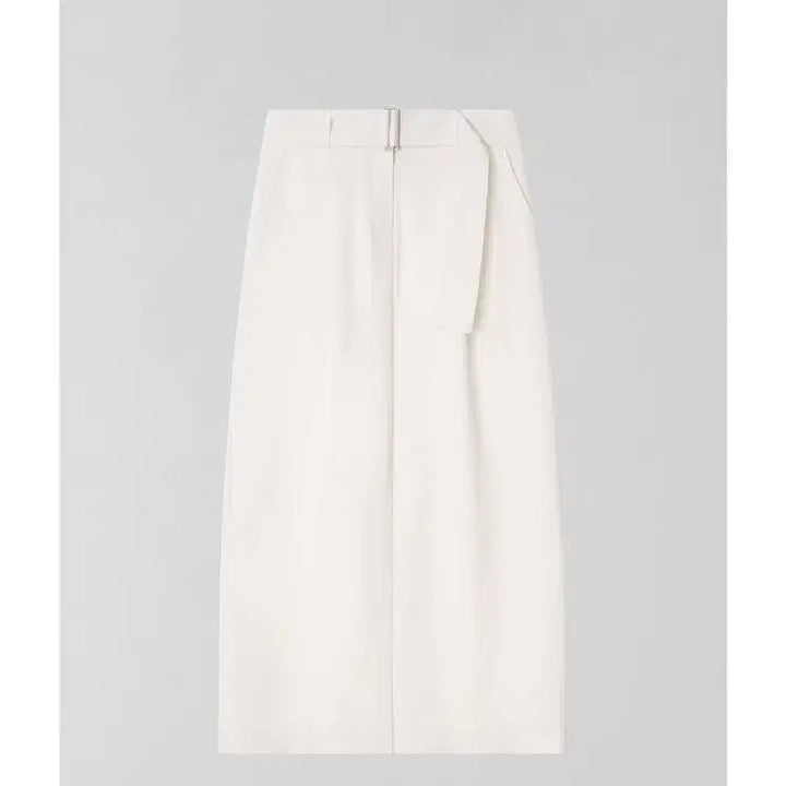 [BUNJANG] Obbeige Low Pin-Tuck Belted Skirt - Ivory / 오브베이지 LOW PIN-TUCK BELTED SKIRT_IVORY_OE