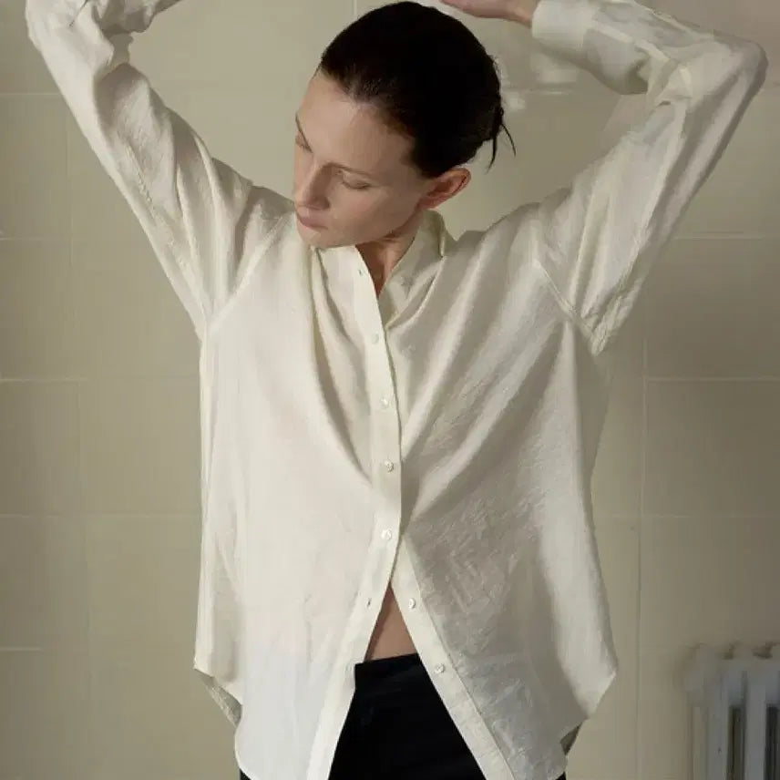 [BUNJANG] Obbeige Glow Standard Shirt - Cream Ivory Blouse / 오브베이지 GLOW STANDARD SHIRTS_CREAM IVORY_O