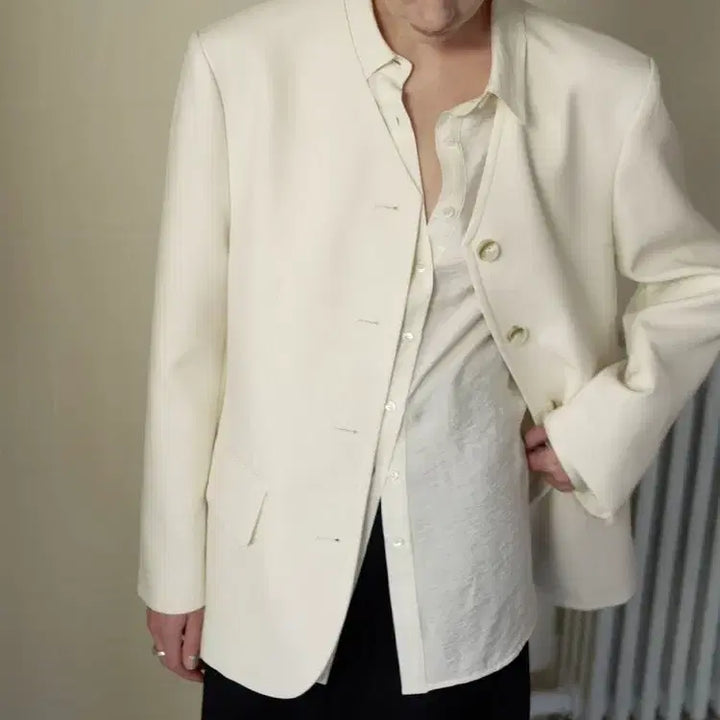 [BUNJANG] Obbeige Glow Standard Shirt - Cream Ivory Blouse / 오브베이지 GLOW STANDARD SHIRTS_CREAM IVORY_O