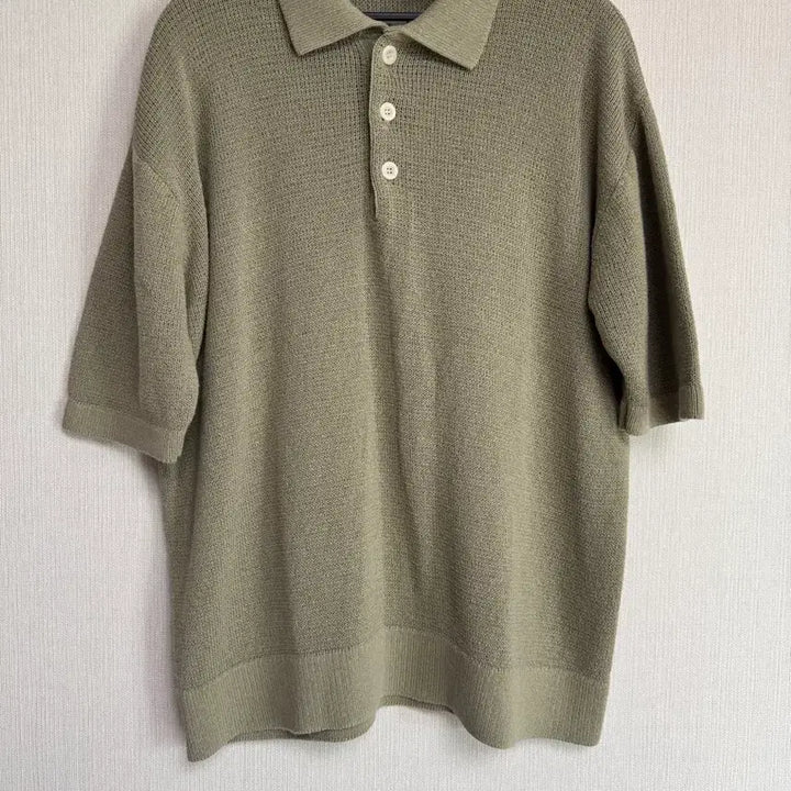 [BUNJANG] Ruffside Collar Half Knit Light Olive / 러프사이드 카라 하프 니트 라이트올리브 2
