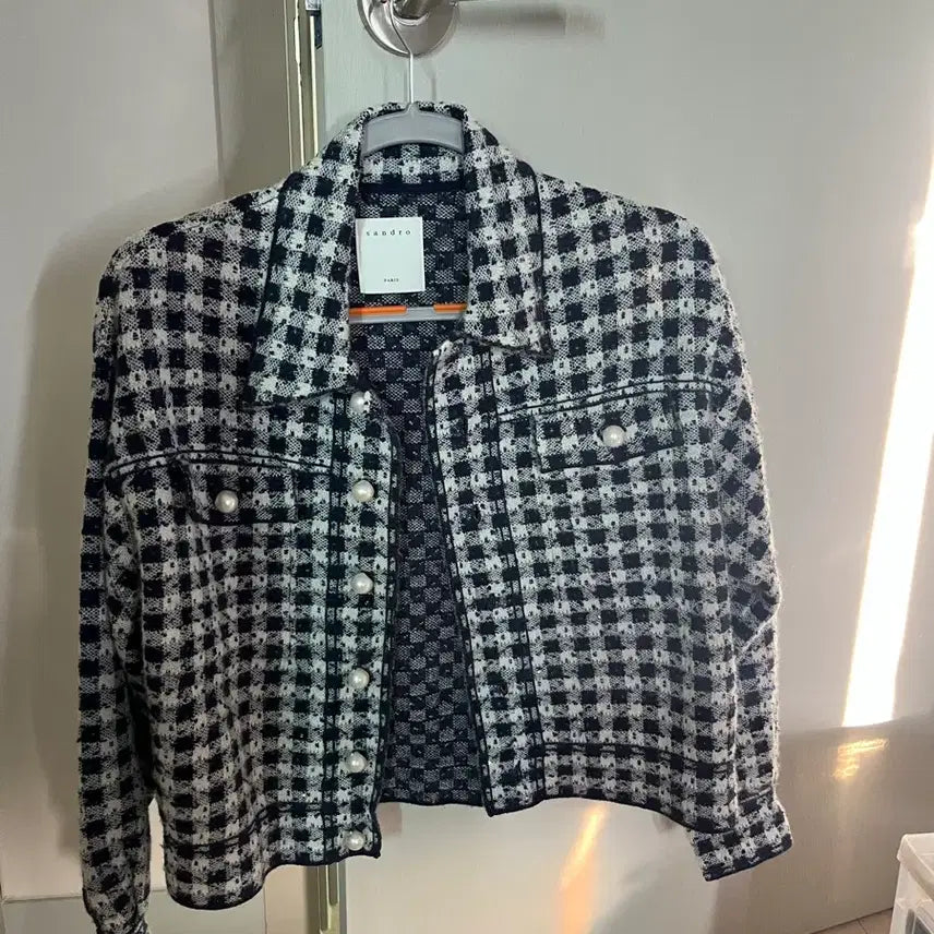 [BUNJANG] Sandro Tweed Pearl Cardigan Jacket / 산드로 트위드 진주 가디건 자켓(1)