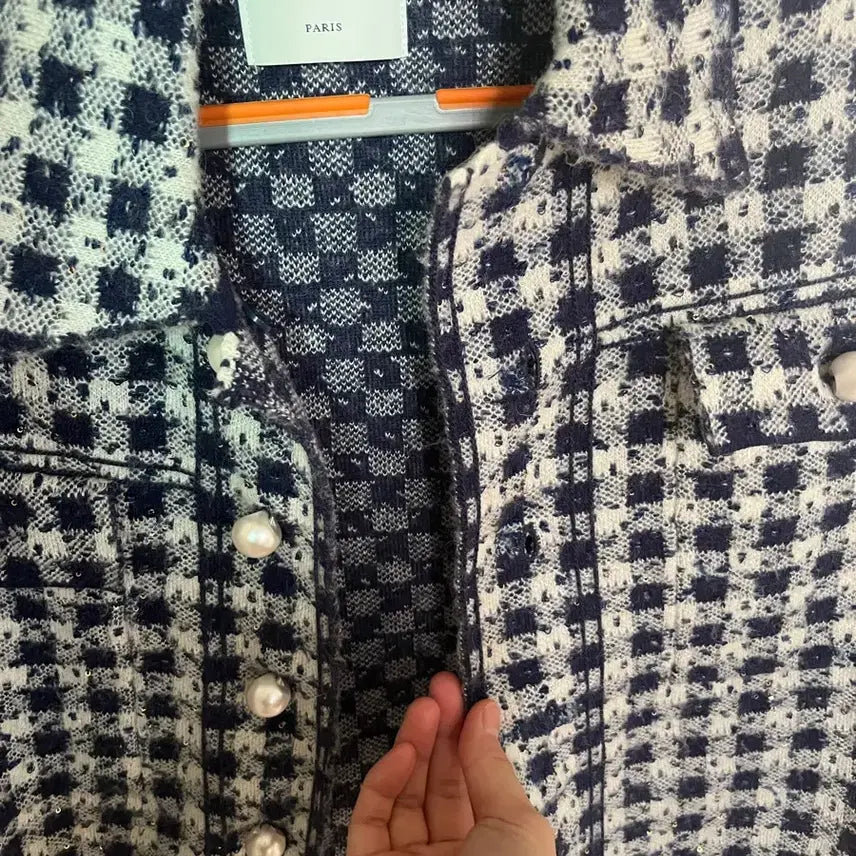 [BUNJANG] Sandro Tweed Pearl Cardigan Jacket / 산드로 트위드 진주 가디건 자켓(1)