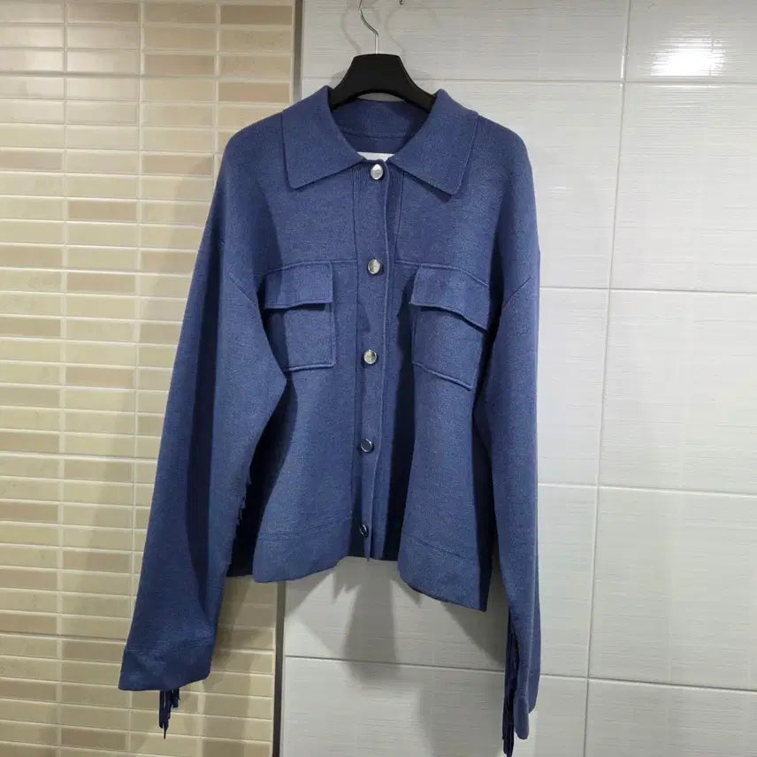 [BUNJANG] Sandro Blue Fringe Jacket / 산드로 블루 프린지 자켓