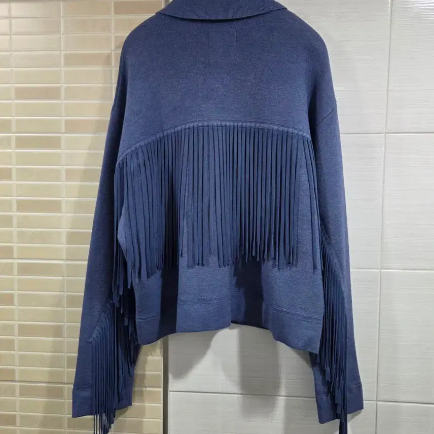 [BUNJANG] Sandro Blue Fringe Jacket / 산드로 블루 프린지 자켓