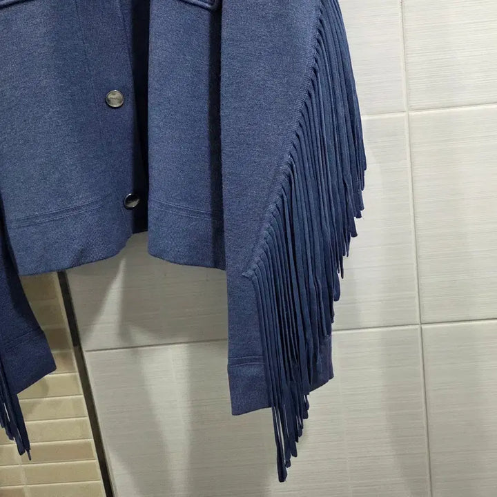[BUNJANG] Sandro Blue Fringe Jacket / 산드로 블루 프린지 자켓
