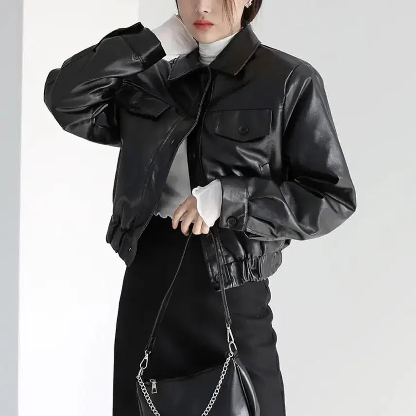 [BUNJANG] Quilted Leather Jacket / 누빔 레더 자켓