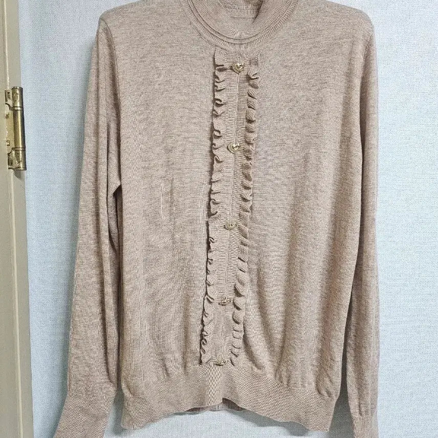 [BUNJANG] Unbranded Beige Frill Knit Top / 66 베이지 니트 프릴 티셔츠