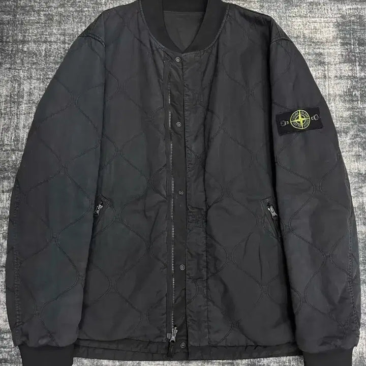 [BUNJANG] Stone Island Reversible Quilted Bomber Jacket Black 2XL / 스톤아일랜드 메탈나일론 리버시블 퀼팅봄버자켓 블랙 2XL