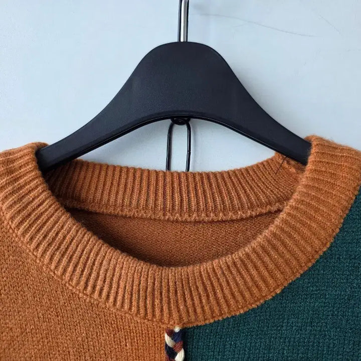 [BUNJANG] Color Block Long Knit Dress / 44-66)배색 풀오버 롱니트