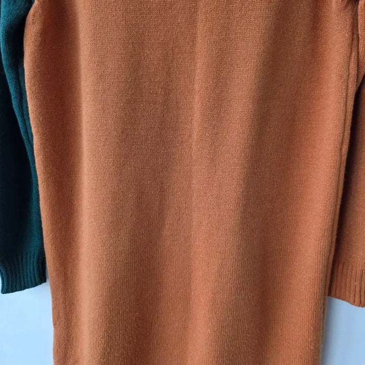 [BUNJANG] Color Block Long Knit Dress / 44-66)배색 풀오버 롱니트