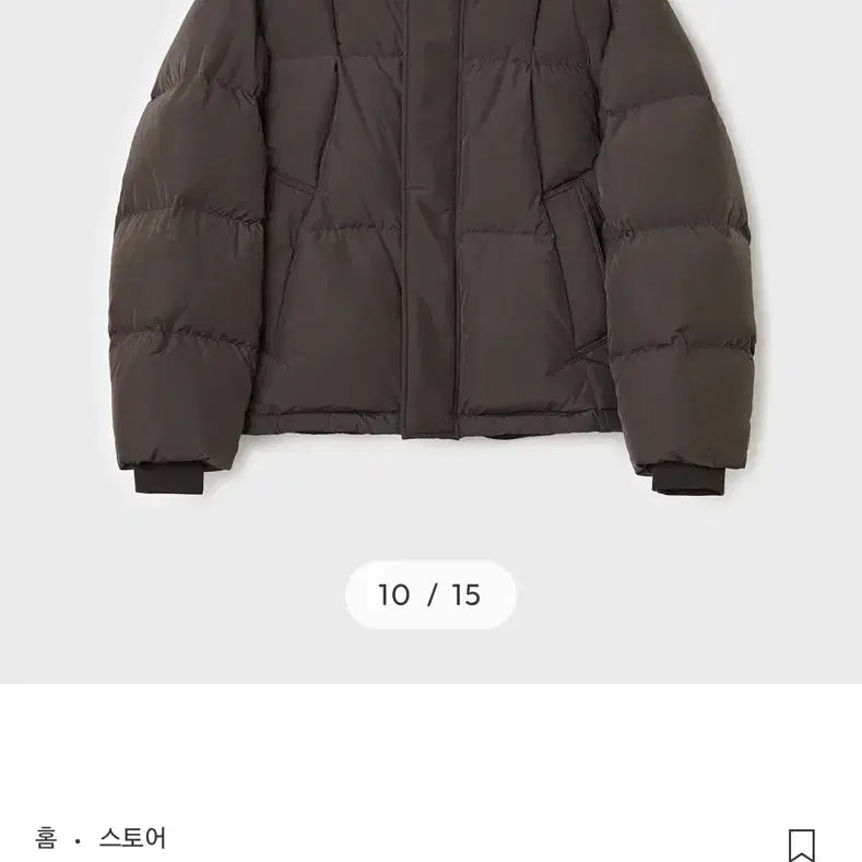 [BUNJANG] Vellie Cross Line Hooded Goose Down Jacket (Deep Brown, Size 95) / 벨리에 크로스 라인 후디드 구스다운 딥브라운 95