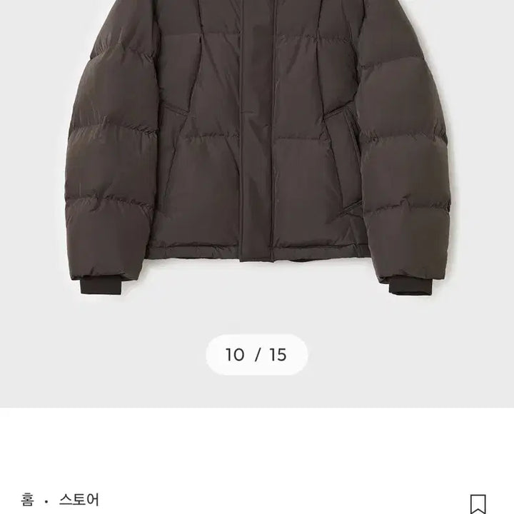 [BUNJANG] Vellie Cross Line Hooded Goose Down Jacket (Deep Brown, Size 95) / 벨리에 크로스 라인 후디드 구스다운 딥브라운 95