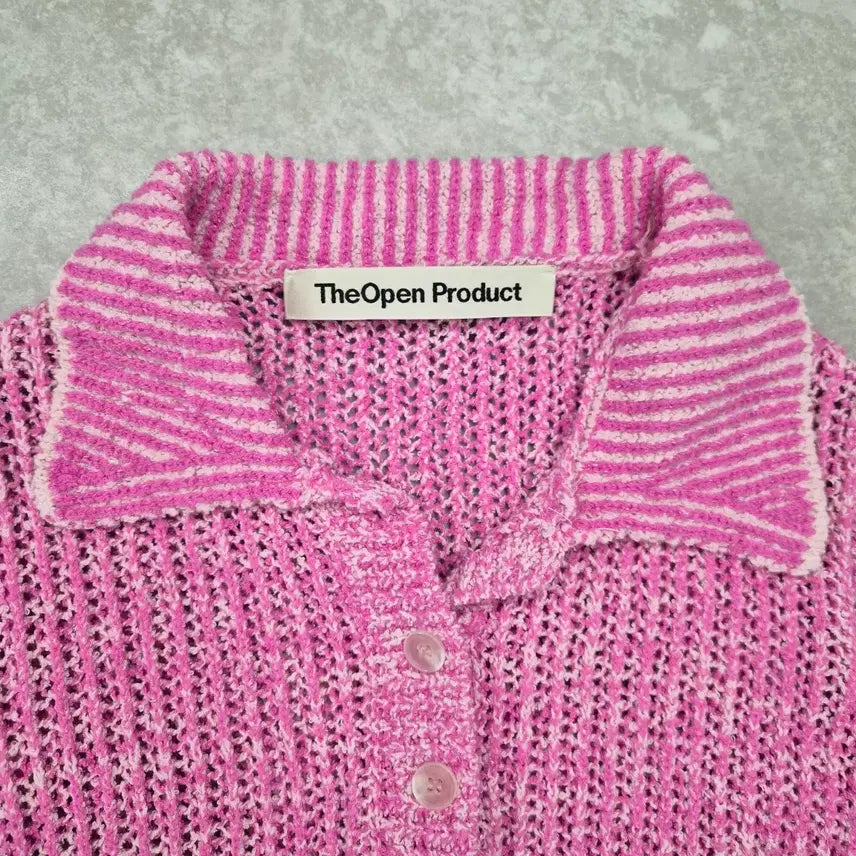 [BUNJANG] Pink Knit Polo Shirt / 핑크 니트 반팔 카라 티셔츠