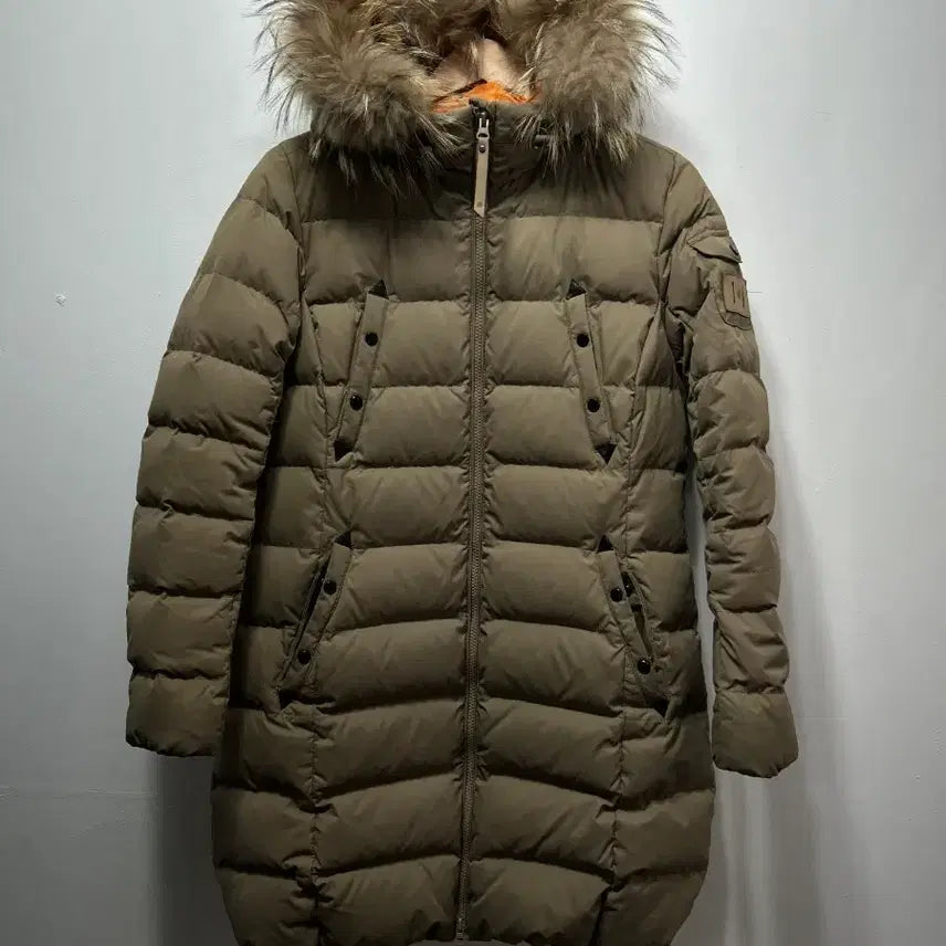 [BUNJANG] Lafuma Women's Long Down Padded Jacket / 라푸마 여성 M 카키 롱 패딩 폭스퍼 후드
