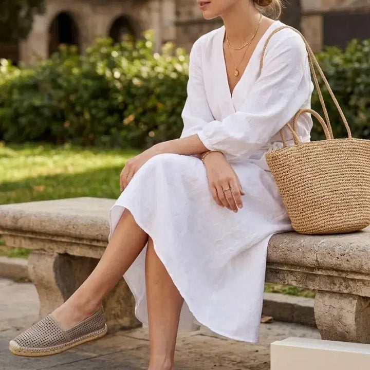 [BUNJANG] LA CORDE BLANCHE Georgie Espadrille - Taupe - Size 38 / [정품/새상품] 라코르데 블랑쉬 펀칭 에스파듀 - 38사이즈