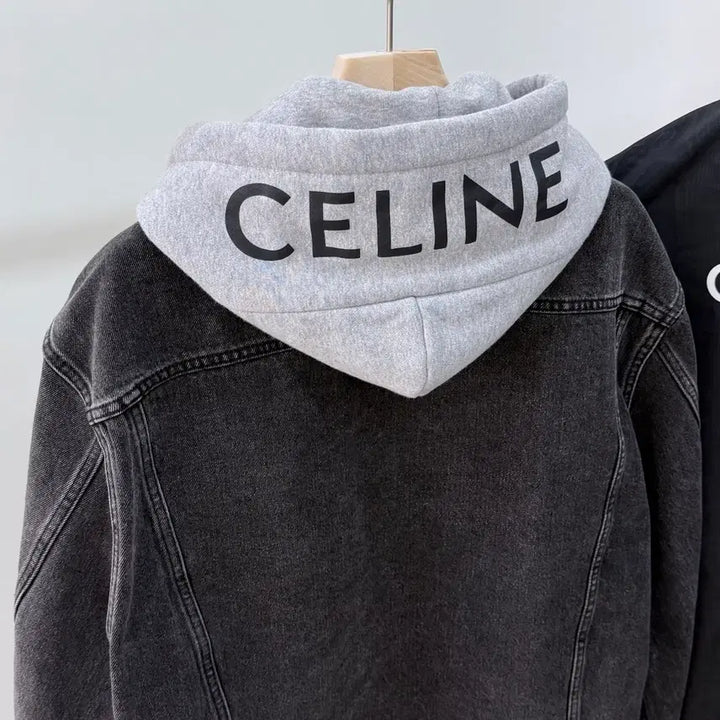 [BUNJANG] Celine Back Logo Hooded Denim Jacket / [S+급/L] 셀린느 백로고 후드 데님 흑청 자켓