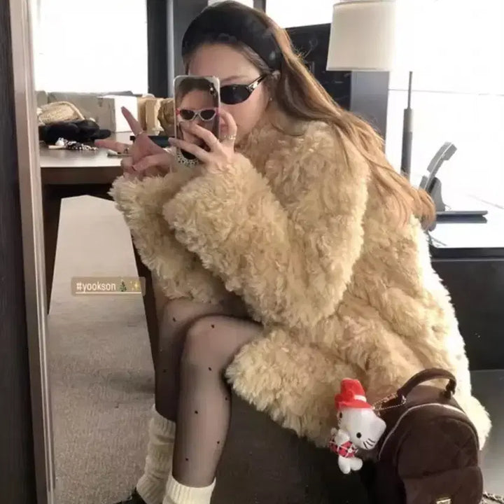 [BUNJANG] Faux Fur Jacket Coat / 인조 모피 퍼자켓 코트