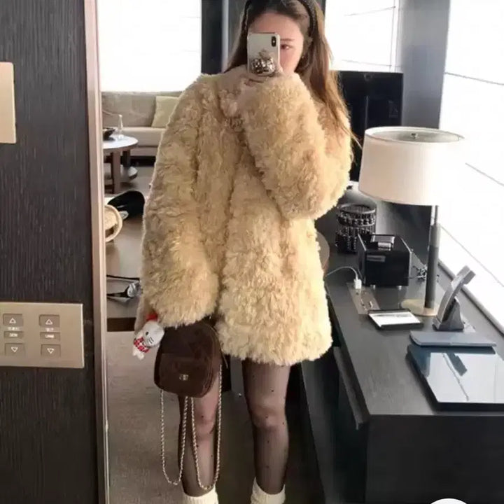 [BUNJANG] Faux Fur Jacket Coat / 인조 모피 퍼자켓 코트